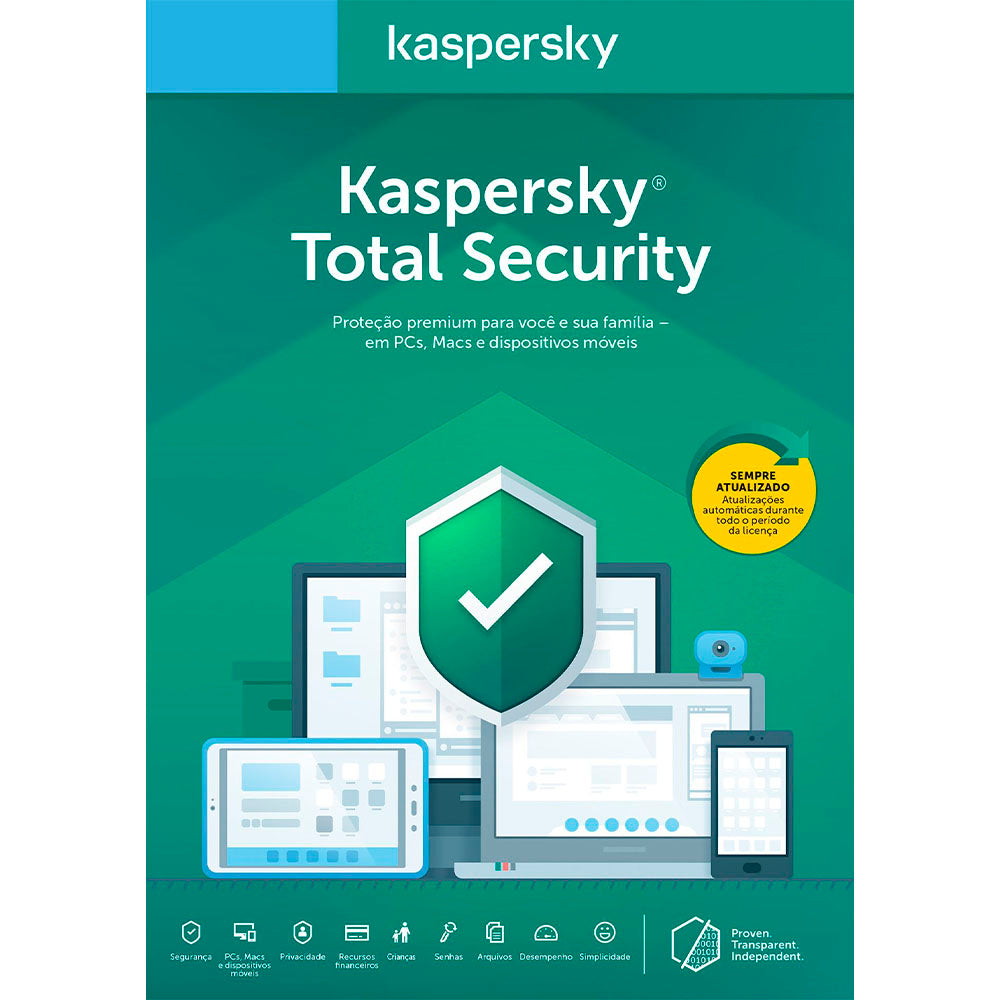 Software Kaspersky Total Security Download - 1 Ano - 5 Dispositivos - KL1949KDEFS Truedata