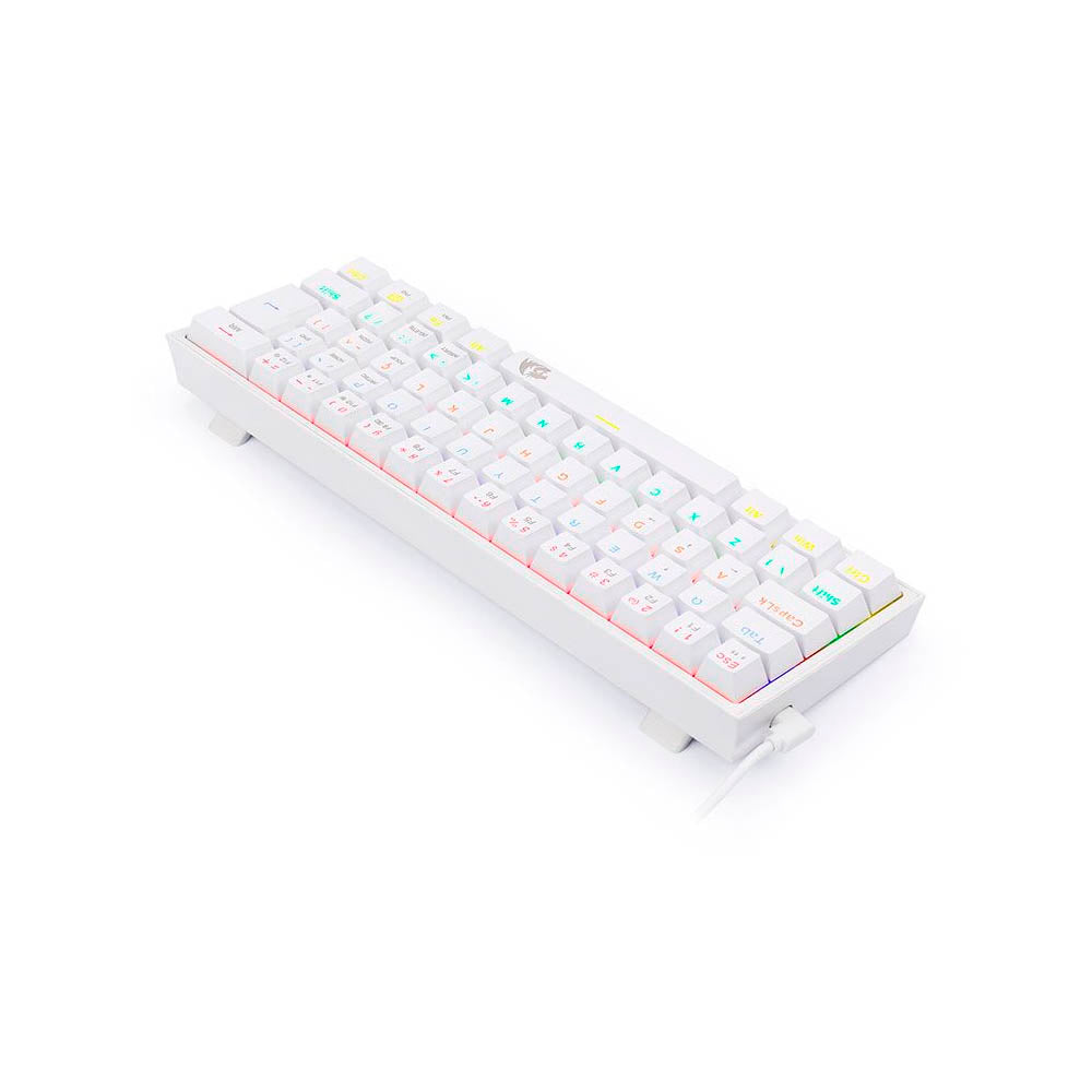 Teclado Gamer Mecanico Redragon Fizz RGB Branco Switch Azul - K617-R-W (PT-BLUE)