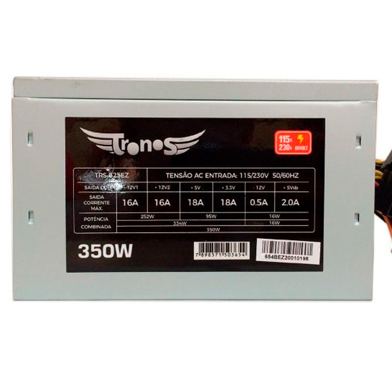 Fonte Real Atx 350w Tronos Bivolt S/ Cabo Força - TRS-325EZ Truedata