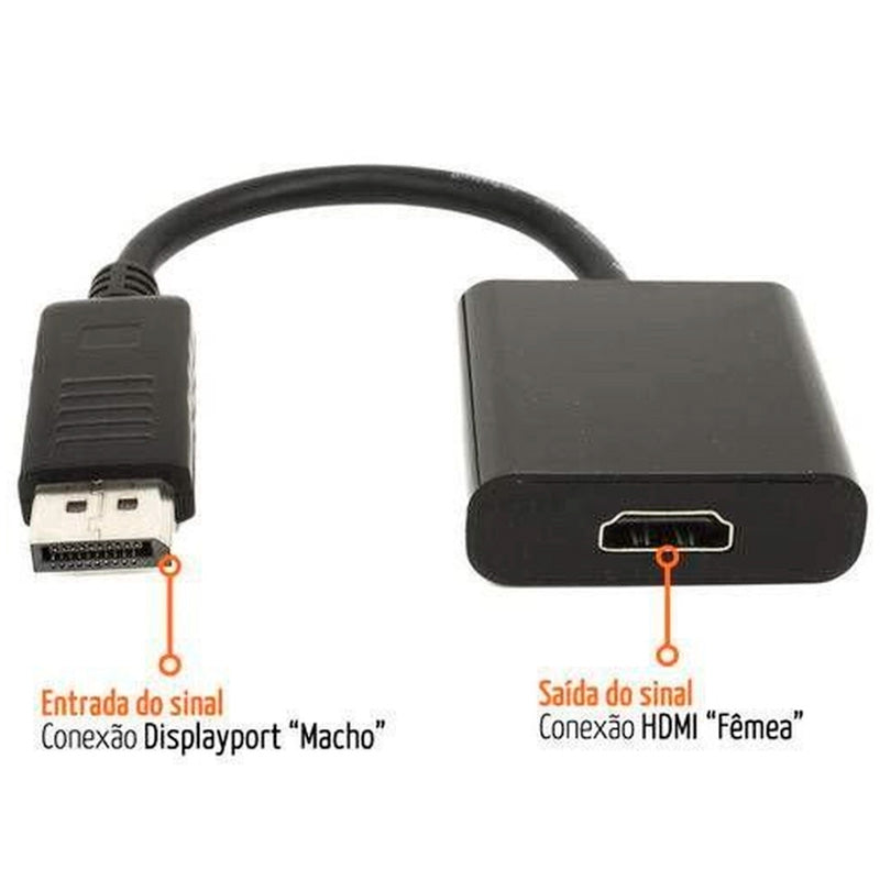 Adaptador Conversor Displayport Macho Para Hdmi Fêmea Preto