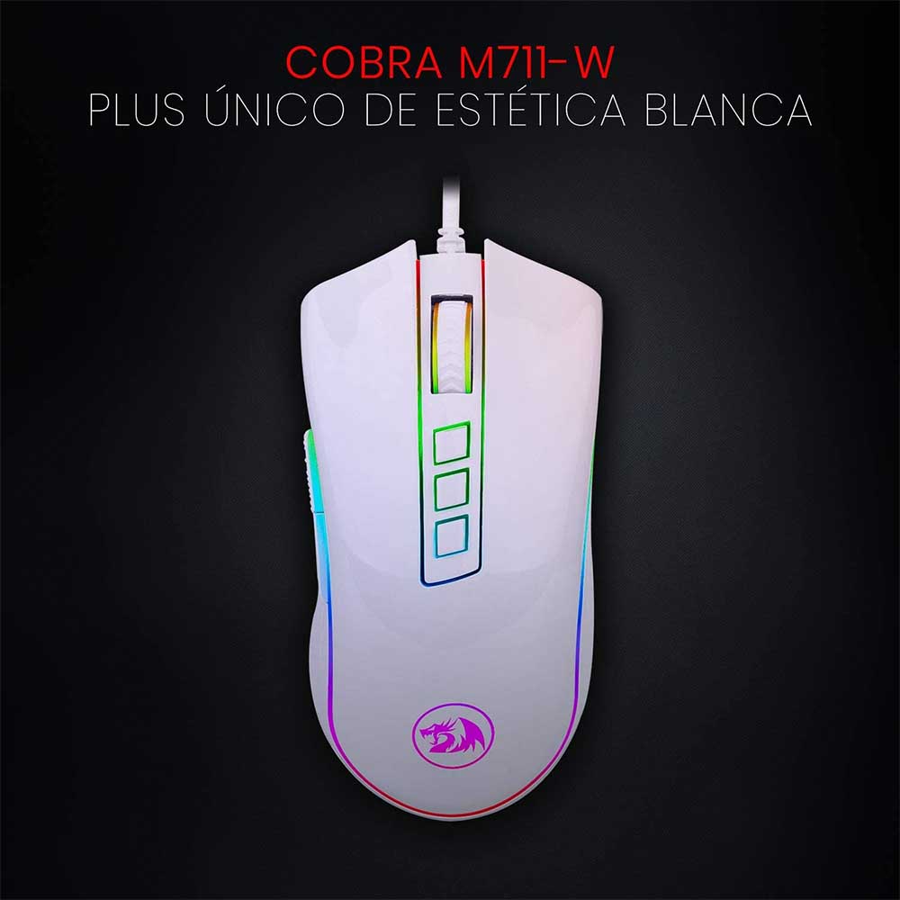 Mouse Gamer Redragon Cobra Lunar Branco RGB - M711W