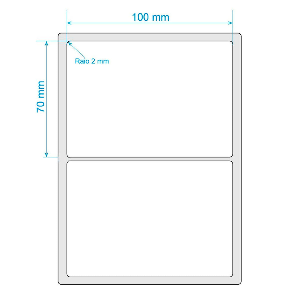 Bobina Impressora Rolo Etiqueta Bopp plástica 10 X 7 Cm / 100 X 70 Mm