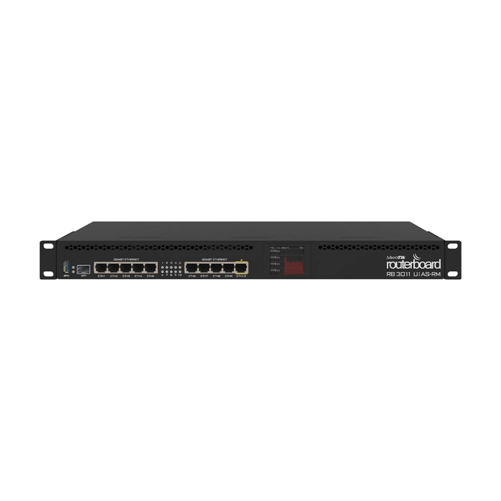 Roteador 10 Portas Mikrotik RouterBoard Gigabit (10 Portas 10/100/1000 + 1 Poe + 1 Sfp) - RB3011UiAS-RM