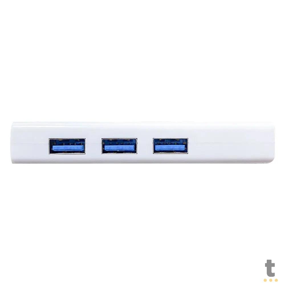Adaptador Usb 3.0 Para Rj45 10/100/1000 (Placa De Rede Usb) + Hub Usb 3 Portas 3.0 Knup - KP-T133 Truedata