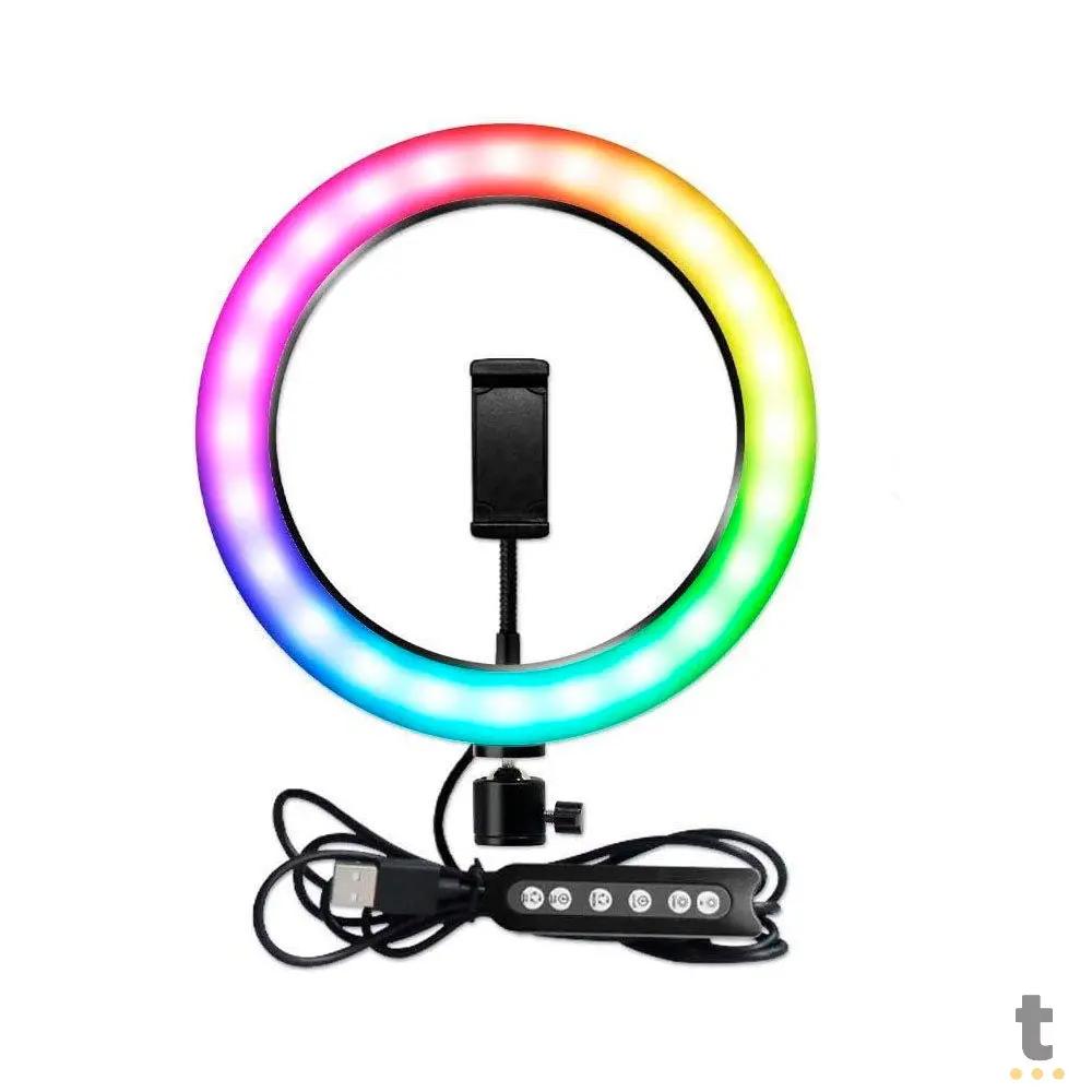 Anel De Luz Ring Light RGB Led RGB10 C/ Tripé de Chão - MJ26 Truedata