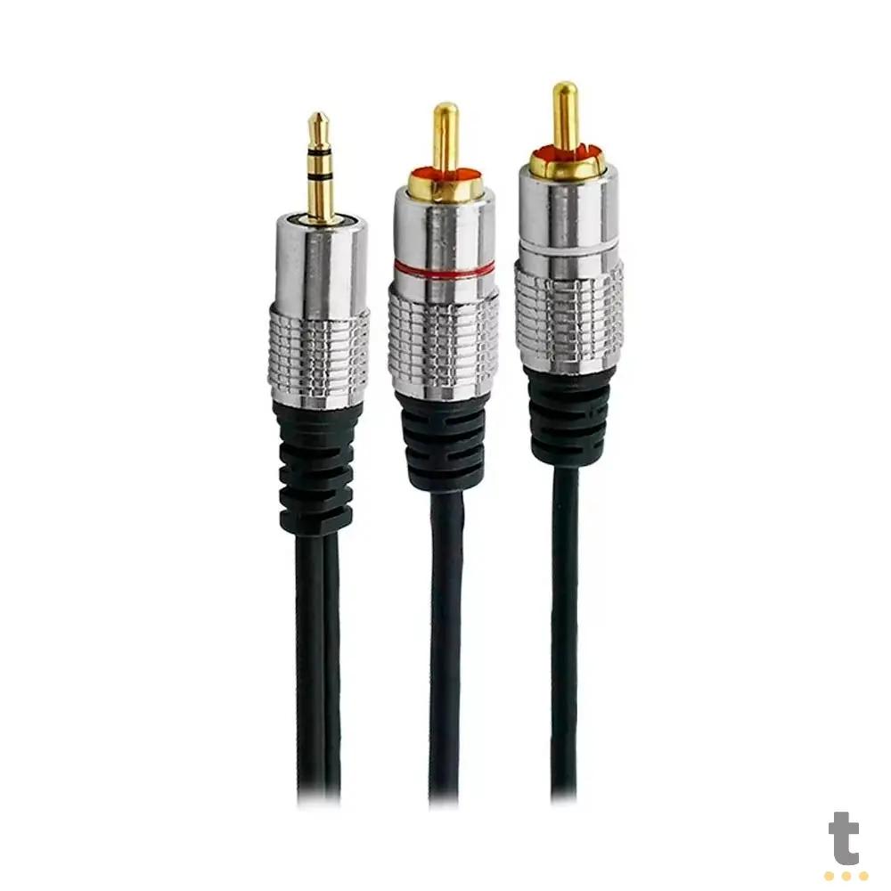 Cabo de Áudio 2 RCA Macho Para P2 3.5mm 3m Truedata