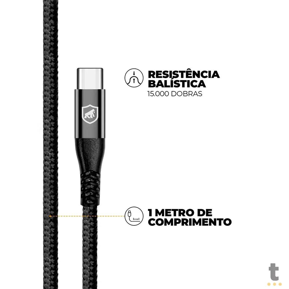 Cabo de Dados USB Tipo C 1,0m GShield Raptor Preto - GS-9020 Truedata