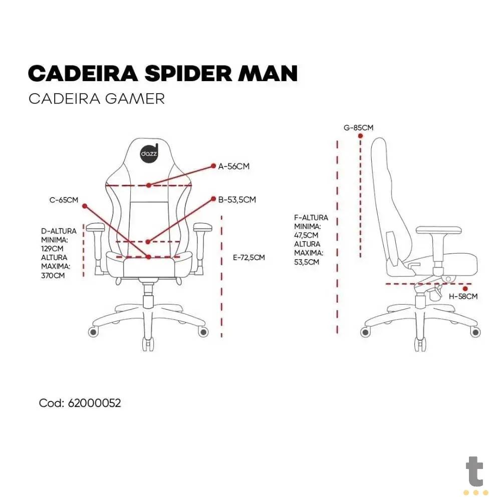 Cadeira Gamer Dazz Marvel Homem Aranha Giratória Reclinável - 62000052 Truedata