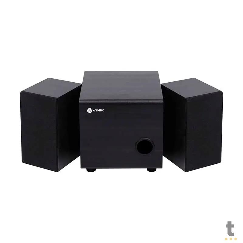 Caixa De Som 2.1 Vinik Satelite em Madeira C/ Subwoffer 16W USB P2 Preta - CXTU16W Truedata