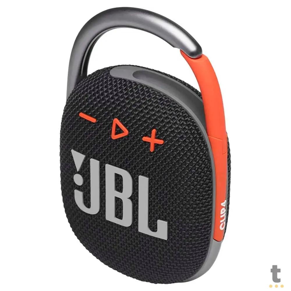 Caixa de Som Portátil Bluetooth JBL Clip 4 5W Preta e Laranja - JBLCLIP4BLKO Truedata