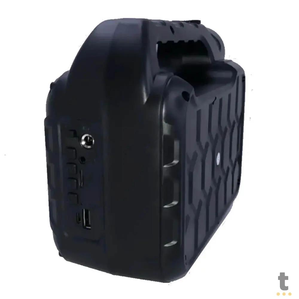 Caixa de Som Rádio Portátil Recarregável Com Lanterna Leon GTS Preta - LO-4020 Truedata