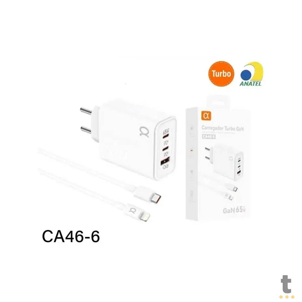 Carregador De Parede aGold Usb Lightning 2 Tipo C + 1 Usb Turbo 65W 9.1A - CA46-6 Truedata