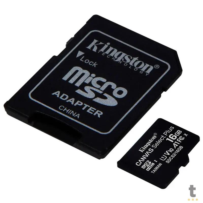 Cartão De Memória 16gb Micro Sd Card Kingston Cl10 - SDCS2/16GB Truedata