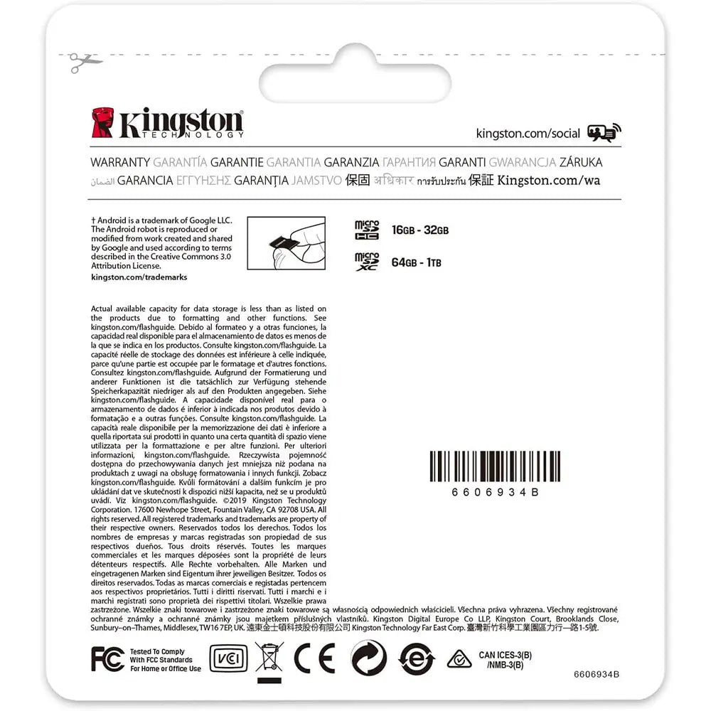 Cartão De Memória 256gb Micro Sd Card Kingston Cl 10 - SDCS2/256GB Truedata