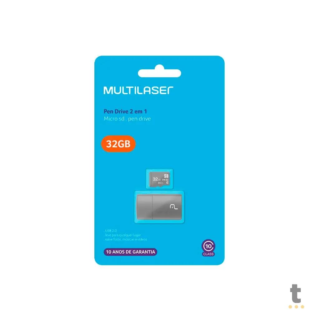 Cartão de Memória 32Gb Classe 10 C/ Adaptador Pen Drive Multilaser - MC163 Truedata