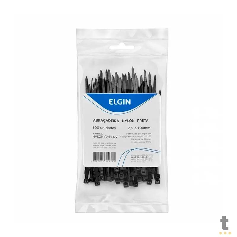 Cinta Abraçadeira em Nylon PA66 2.5X100 mm Pacote com 100 UN Preta - 35352 Truedata