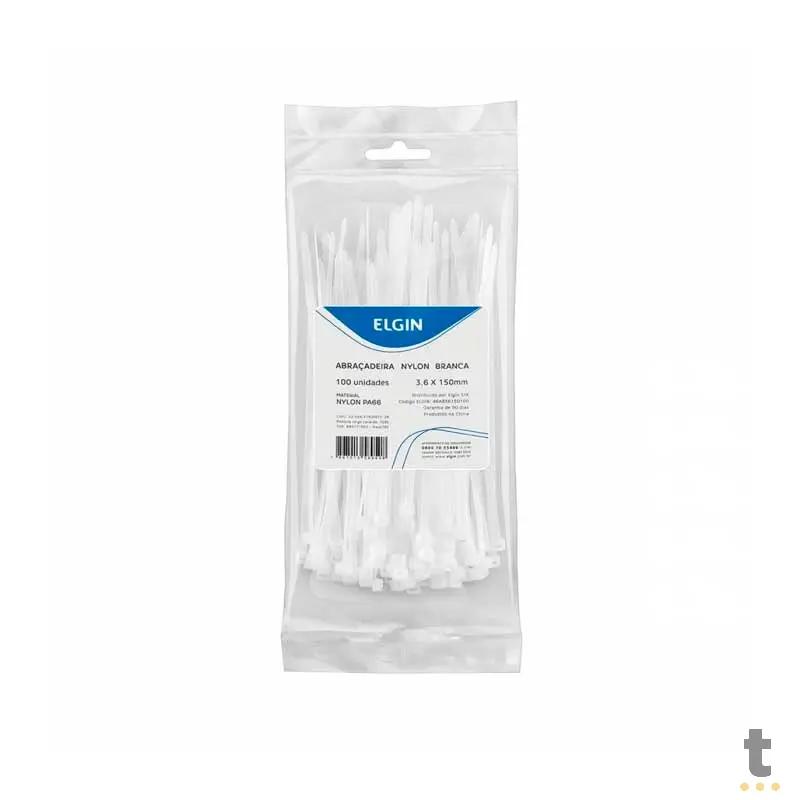Cinta Abraçadeira em Nylon PA66 3.6X150 mm Pacote com 100 UN Branca - 35358 Truedata