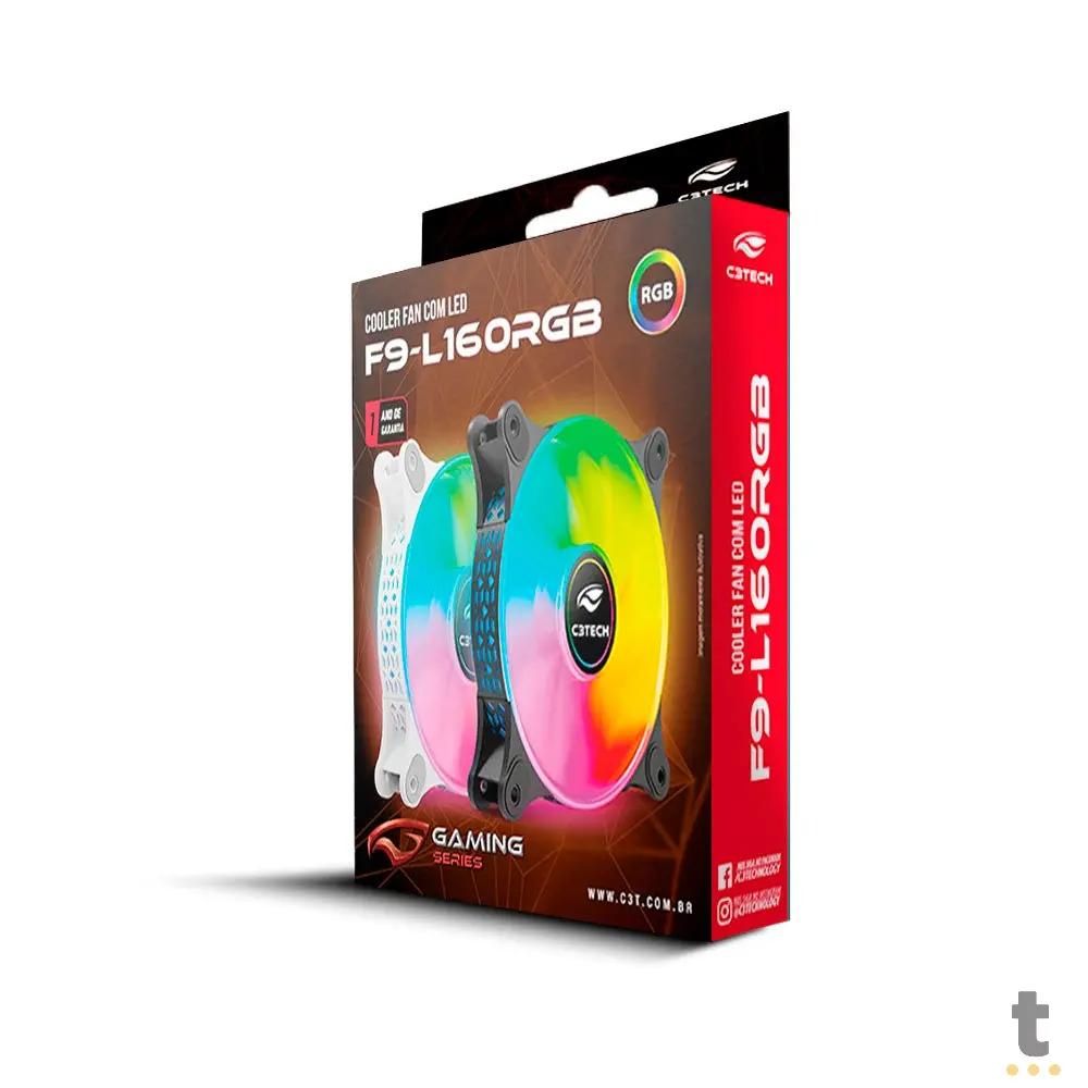 Cooler Fan para Gabinete C3Tech Led RGB 120mm Branco - F9-L160WH Truedata