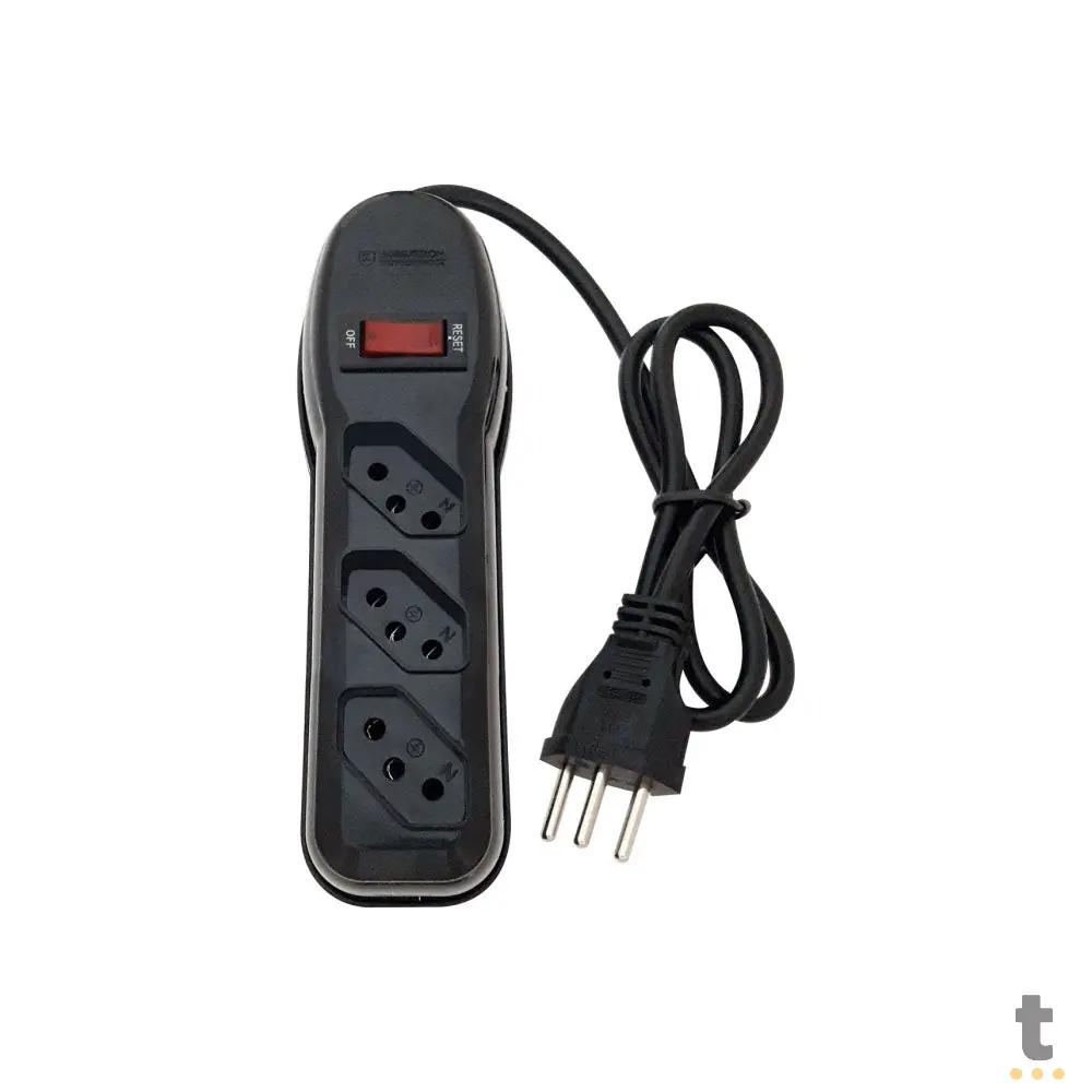 Filtro De Linha 3 Tomadas Megatron Bivolt 1m Preto - 32847 Truedata