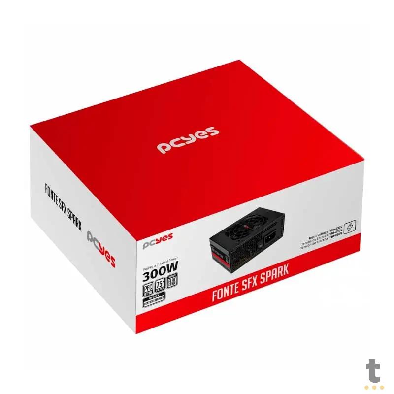 Fonte Atx para Gabinete Slim 300W PCYes SFX Real Spark 75+ Pfc Ativo Cabos Flat - SPKP300MBPT Truedata