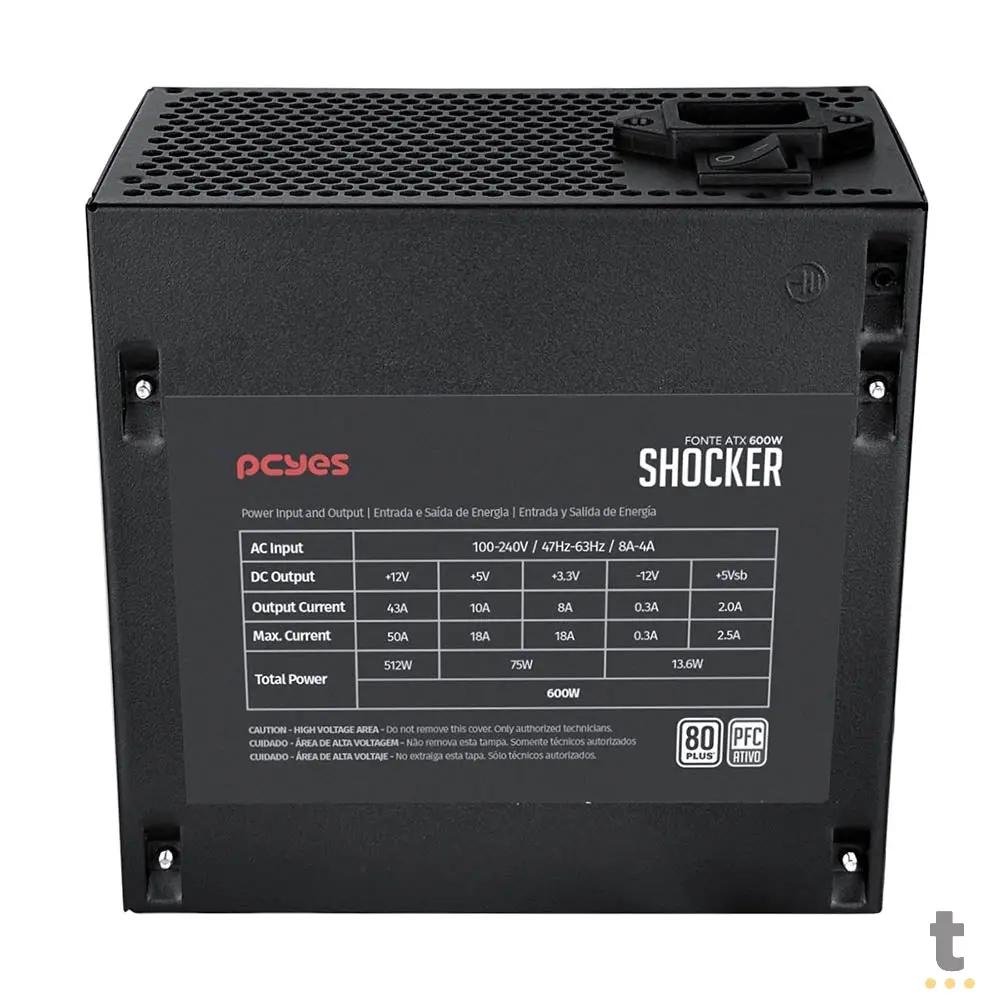 Fonte Real 600w PCYes Shocker 80 Plus White - PF600SHW Truedata