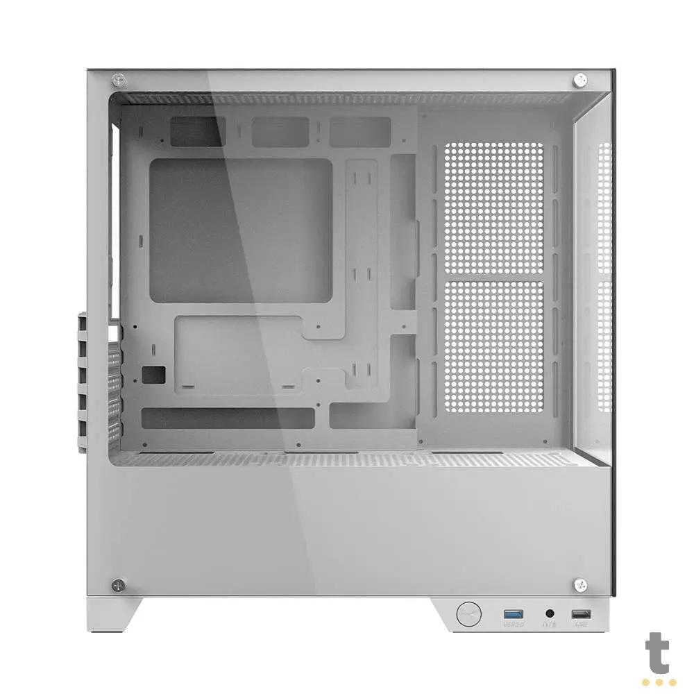 Gabinete Gamer PCYes Mid Tower Forcefield TWR White Ghost Branco Com Lateral e Frente em Vidro Temperado - GFFTWRWG Truedata