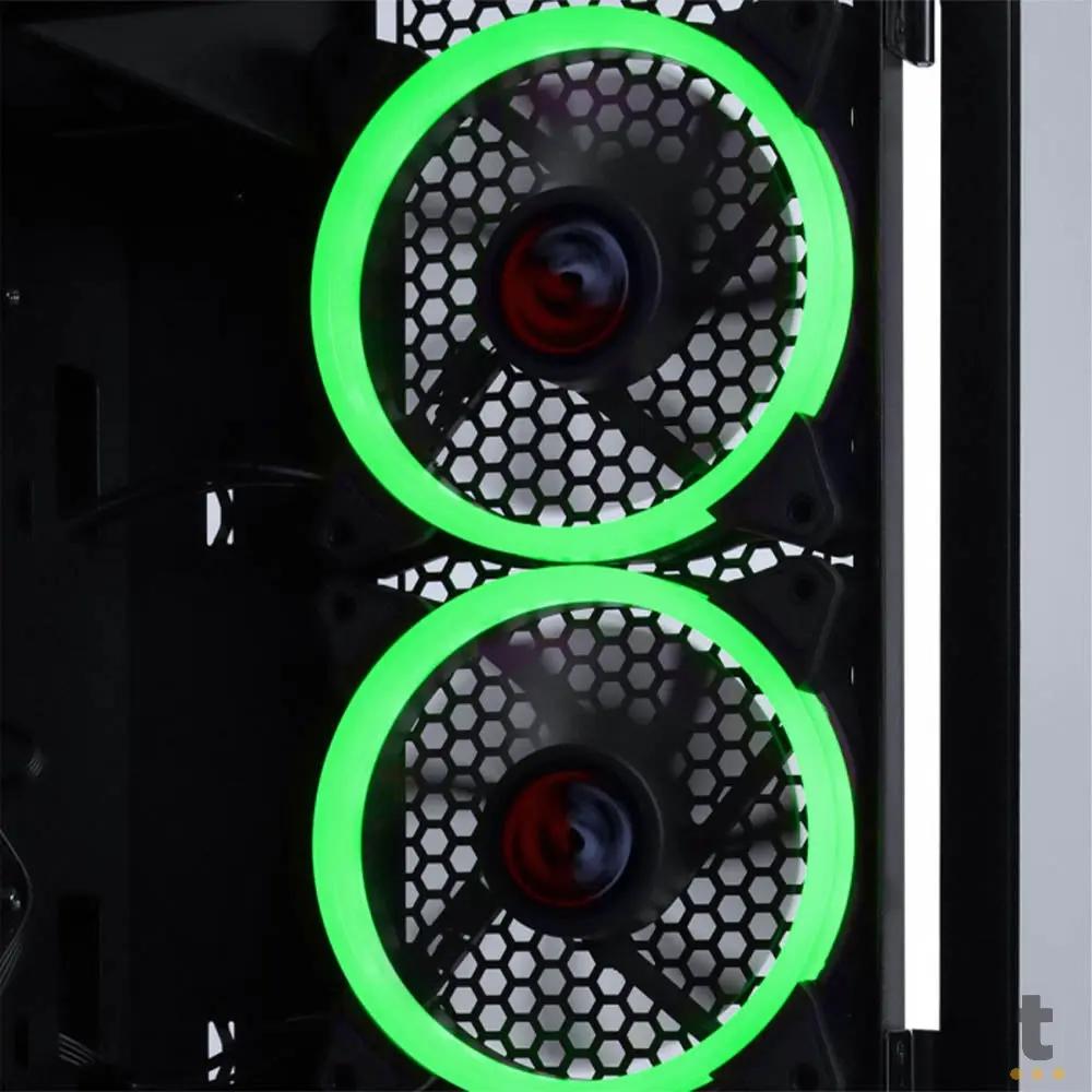 Gabinete Gamer PCYes Mid Tower Gravity Preto Com Lateral Invertida em Vidro Temperado C/ 2 Fans RGB - GRPTRGB1FV Truedata