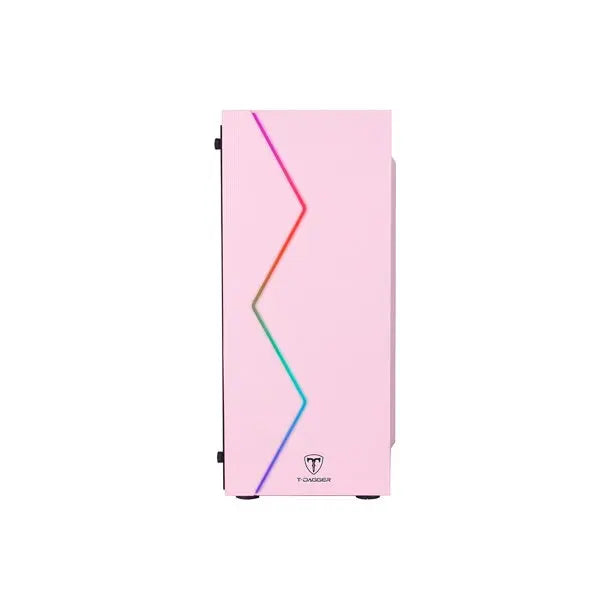 Gabinete Gamer T-Dagger Mid Tower P03P Com Lateral em Acrílico Rosa - TGC-P03P Truedata