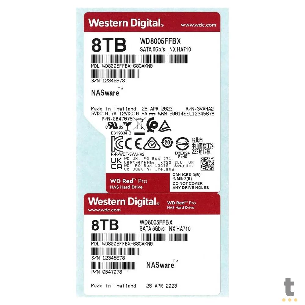 Hd Para Servidor Nas 8tb Western Digital Wd Red Pro 3.5 Sata III 6gb/S 256mb - WD8005FFBX Truedata