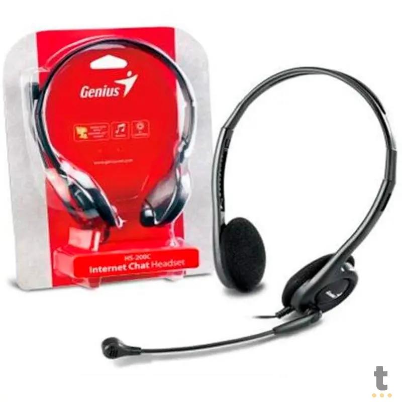 Headset Genius Hs-200c Slim Conector P2 Duplo Preto 31710151100 Truedata