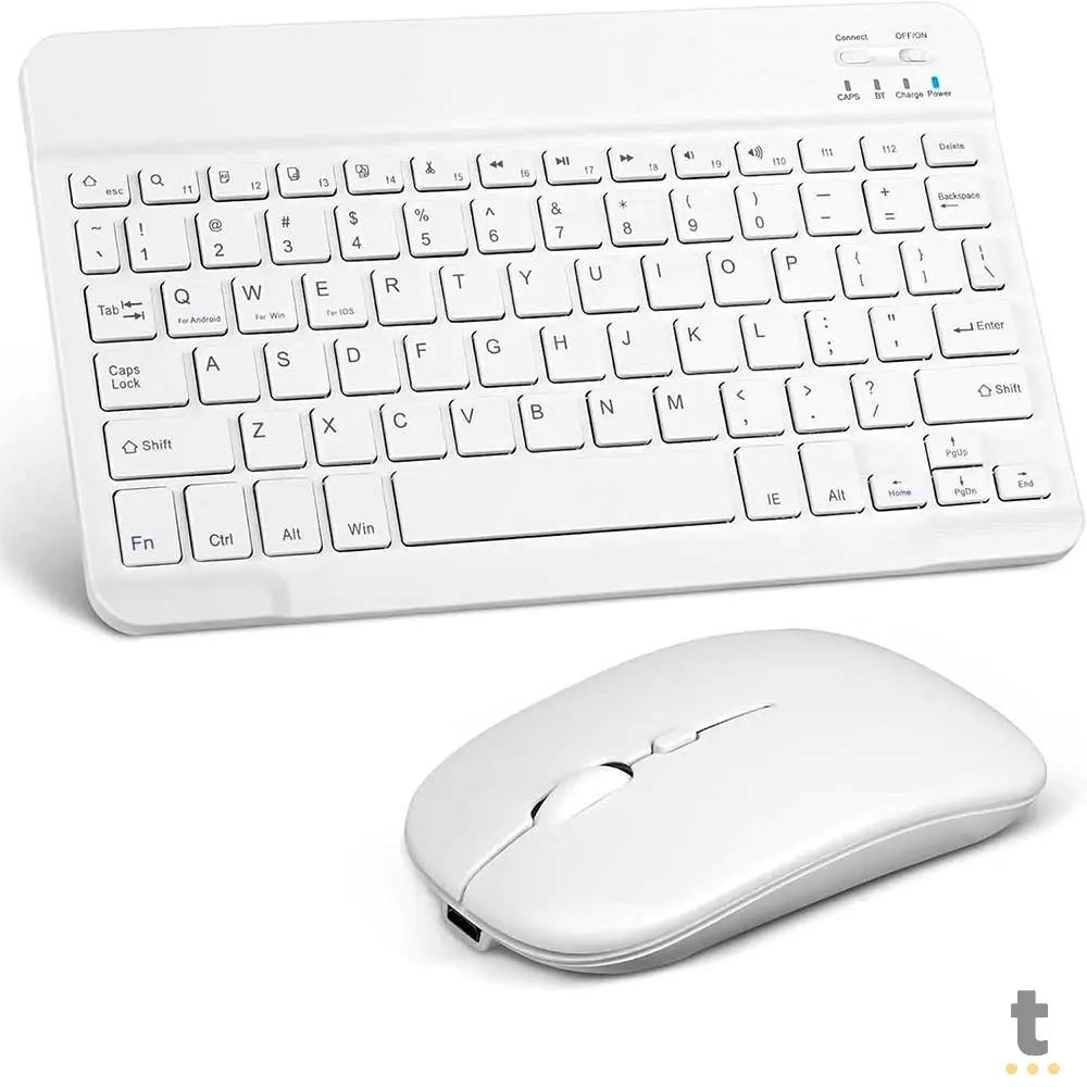 Kit Mini Teclado Sem Fio + Mouse Wireless One-X Branco - JP-0801 Truedata