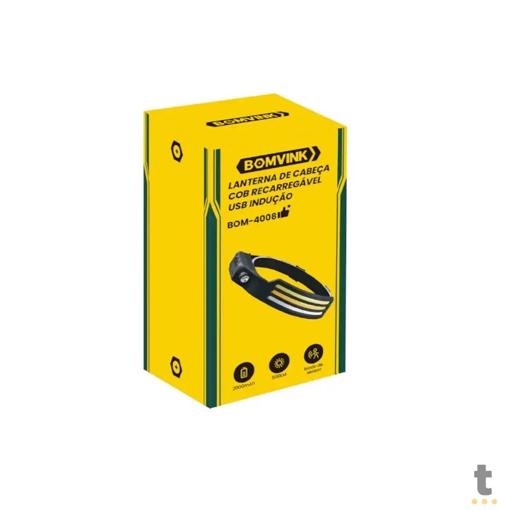 Lanterna de Cabeça Head Light com COB Indução 500lm Recarregável 2000Mah Bomvink - BOM-4008 Truedata