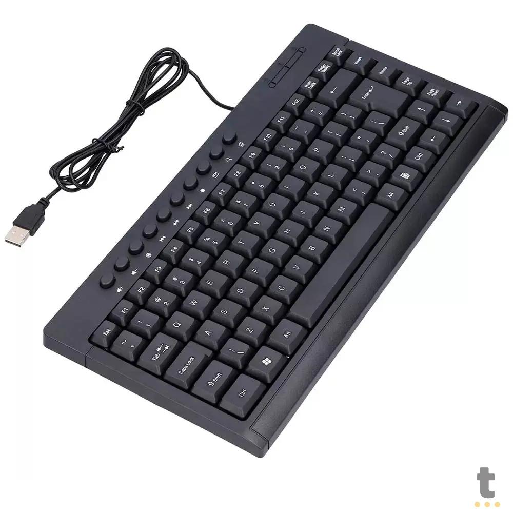 Mini Teclado Multimídia Com fio USB Slim Leon - K-20 Truedata