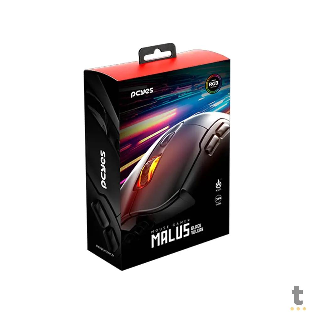 Mouse Gamer PCYes Malus Black Vulcan 6 Botões 12400dpi RGB - PMGHBV Truedata