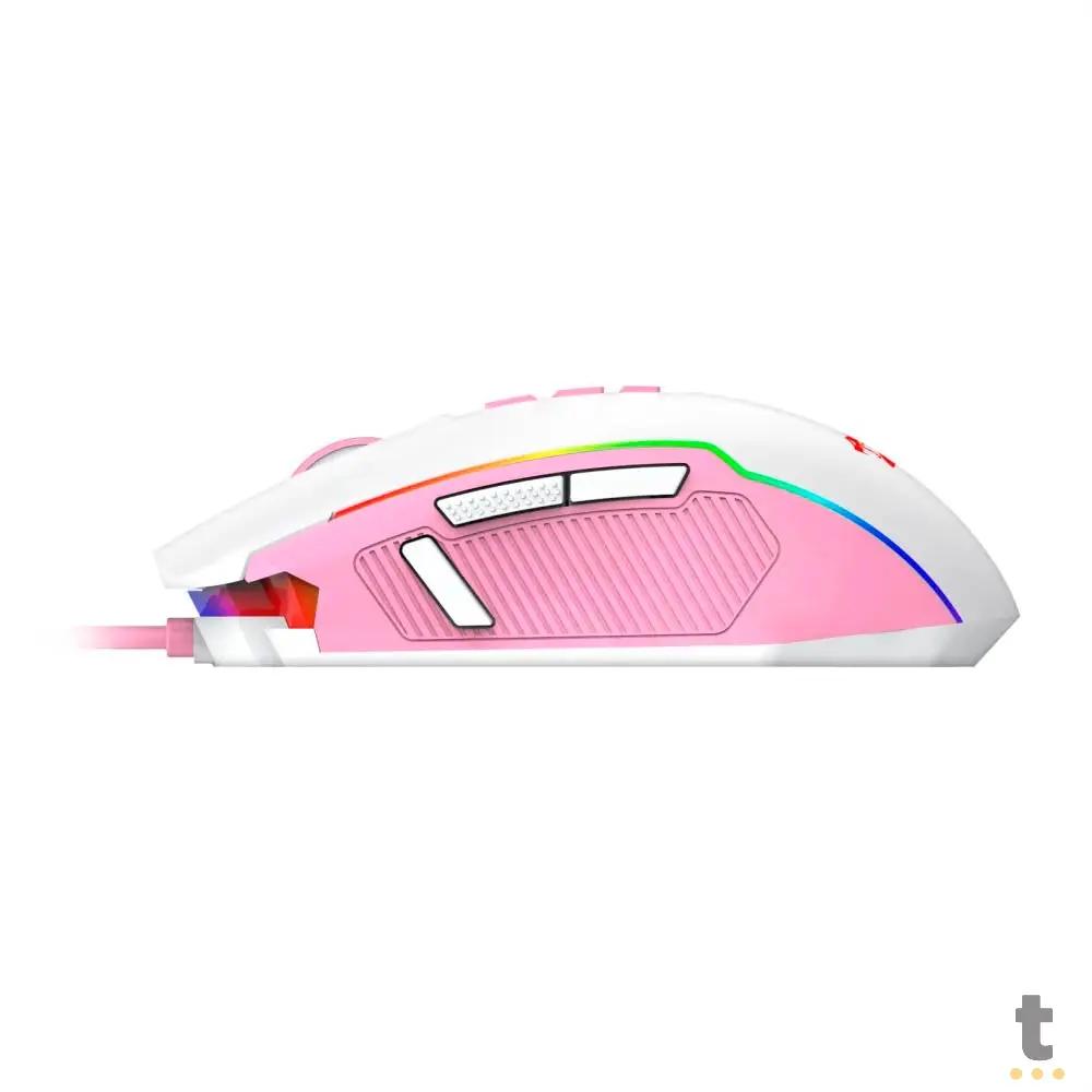 Mouse Gamer Redragon Ranger 9 Botões 12400dpi Branco/ Rosa RGB - M910WP-RGB Truedata