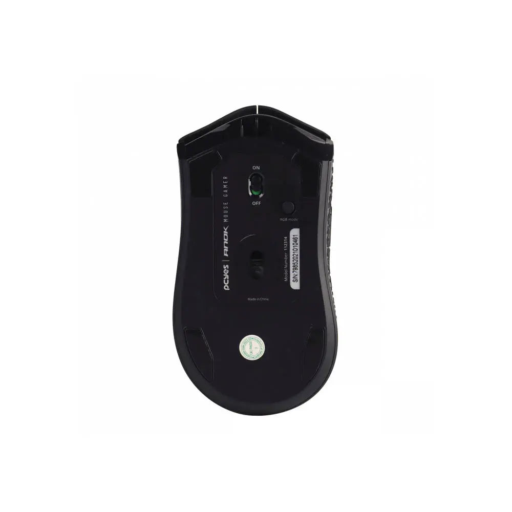 Mouse Gamer Sem Fio Recarregavel PCYes Anok 7 Botoes 16000dpi RGB Preto - PMGAKRGB Truedata