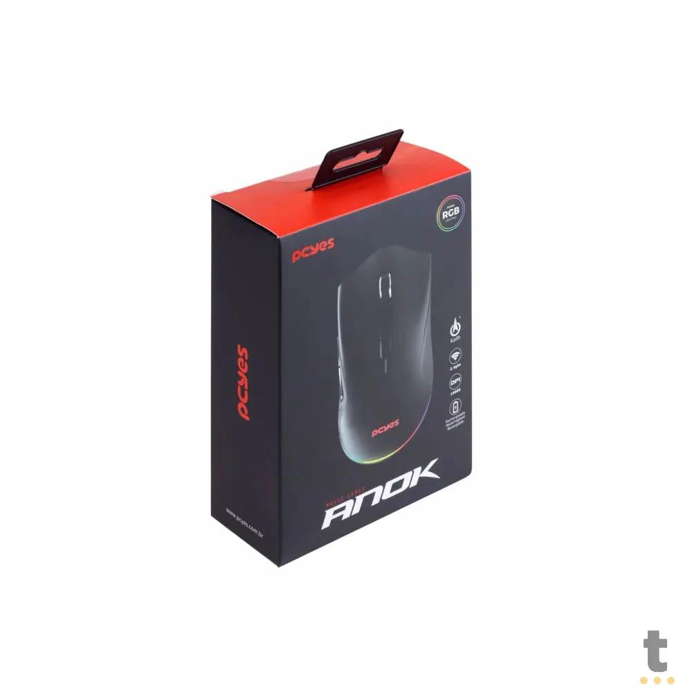 Mouse Gamer Sem Fio Recarregavel PCYes Anok 7 Botoes 16000dpi RGB Preto - PMGAKRGB Truedata