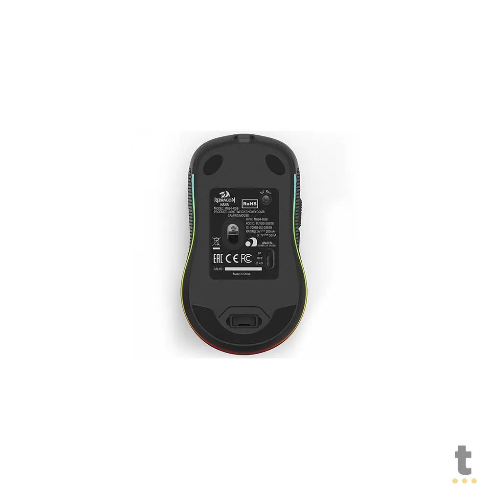 Mouse Gamer Sem Fio Recarregável Redragon Hana Wireless USB-C Bluetooth 7200dpi 7 Botões Preto RGB - M694-RGB Truedata