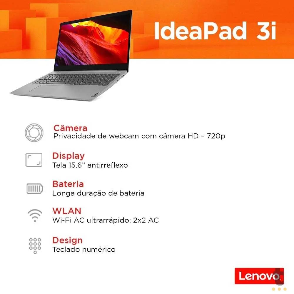 Notebook Lenovo Ideapad 3i I3-10110u 4gb 256gb Win11 Home Prata 15.6 Pols - 82BS000JBR Truedata