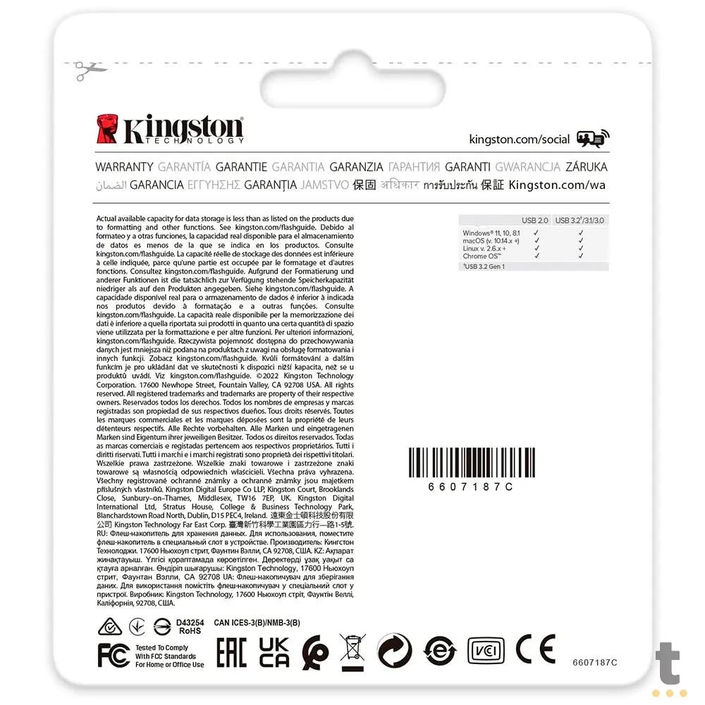 Pen Drive 64gb Kingston DataTravaler Exodia Onix 3.2 Preto - DTXON/64GB Truedata