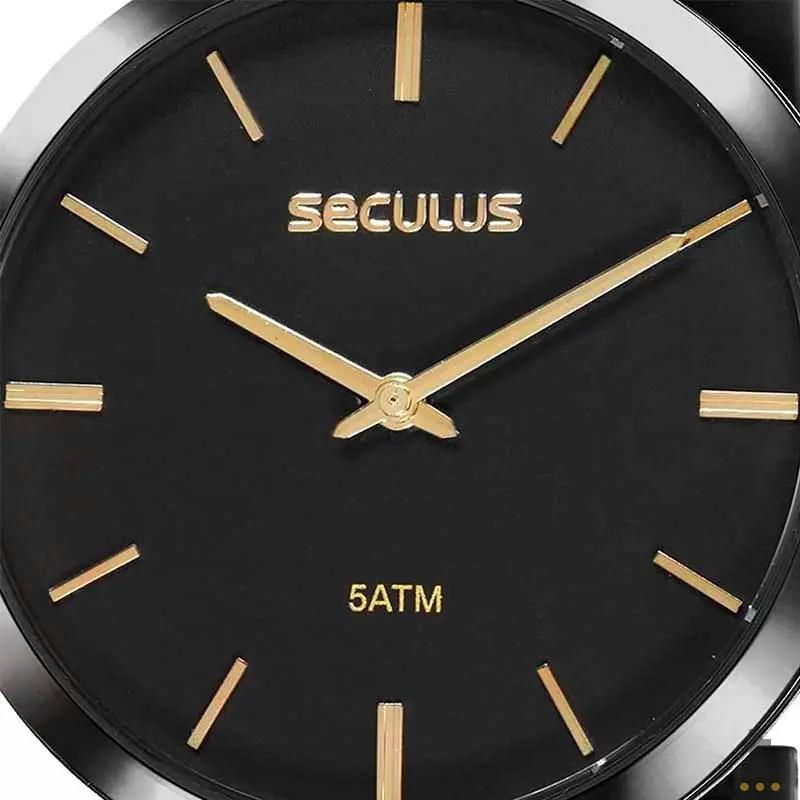 Relógio de Pulso Seculus em Aço Preto - 24214GPSVPA4 Truedata