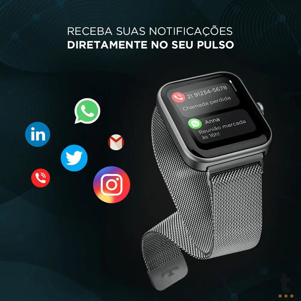 Relógio de Pulso SmartWatch Technos Connect Max Preto e Vermelho - TMAXAA/5P Truedata