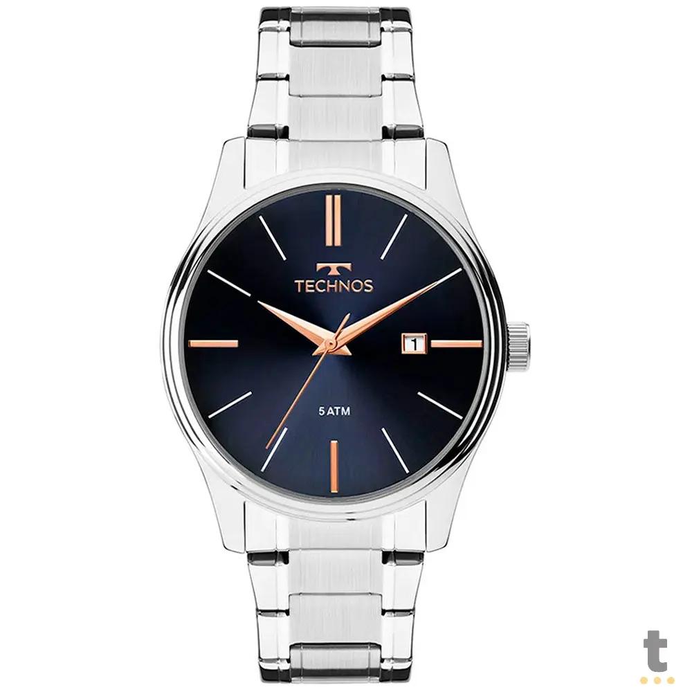 Relógio de Pulso Technos Classic Steal em Aço Prata - 2115MPM/1K Truedata