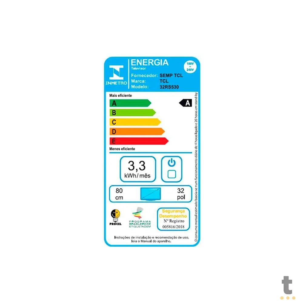 Smart TV Led TCL 32" HD Wi-fi USB HDMI Roku TV Bivolt Preta - 32RS530 Truedata