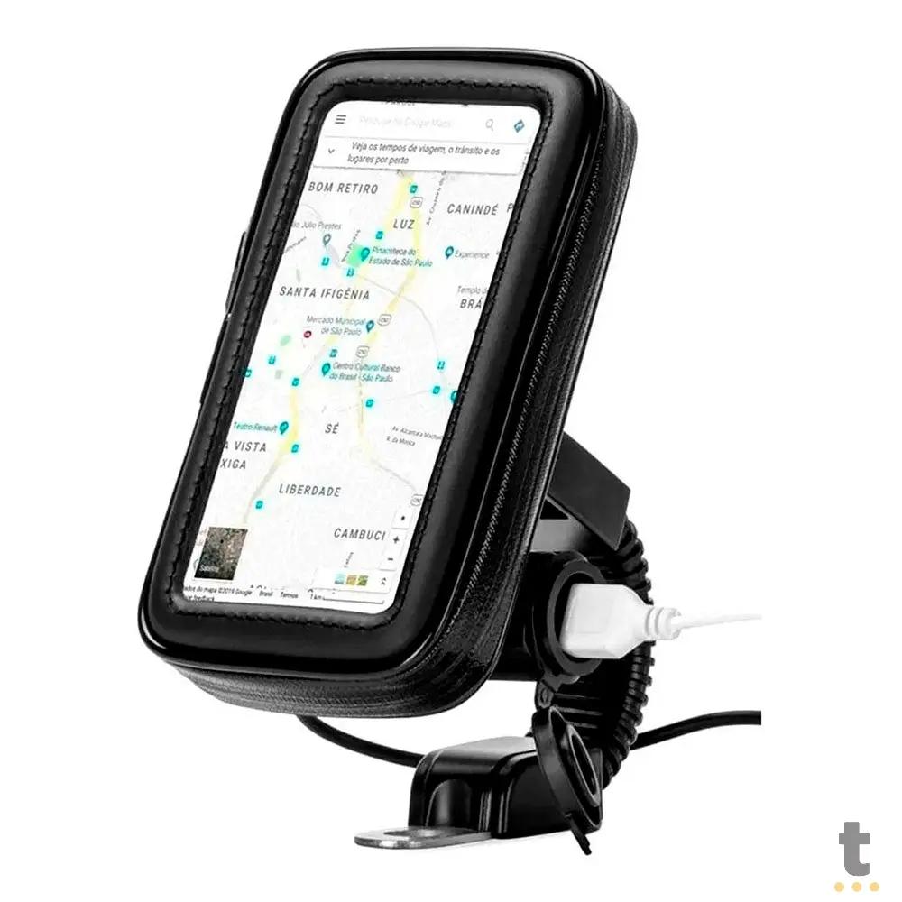 Suporte Capa para Smartphone p/ Moto a Prova D'Agua C/ Saída USB Exbom - SP-CA25L Truedata