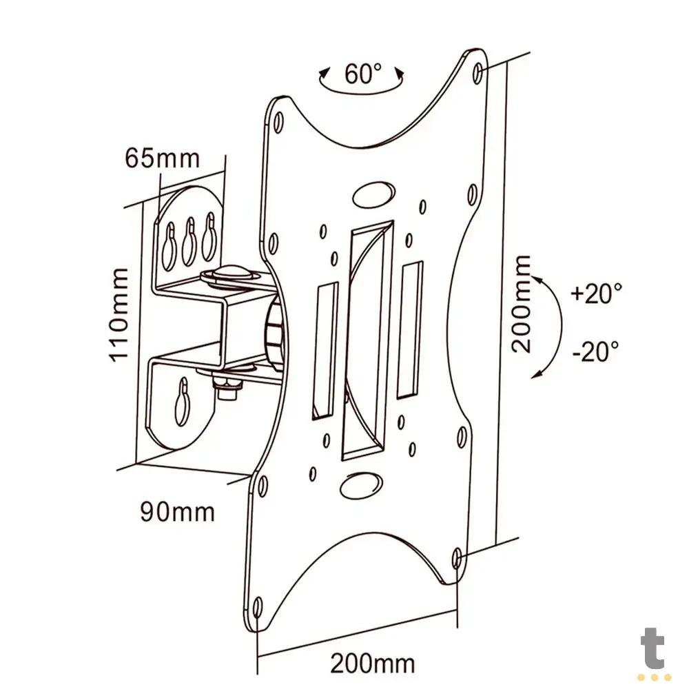 Suporte Para Tv Inclinável 23 A 42 Pols. Tomate - MT-501A Truedata