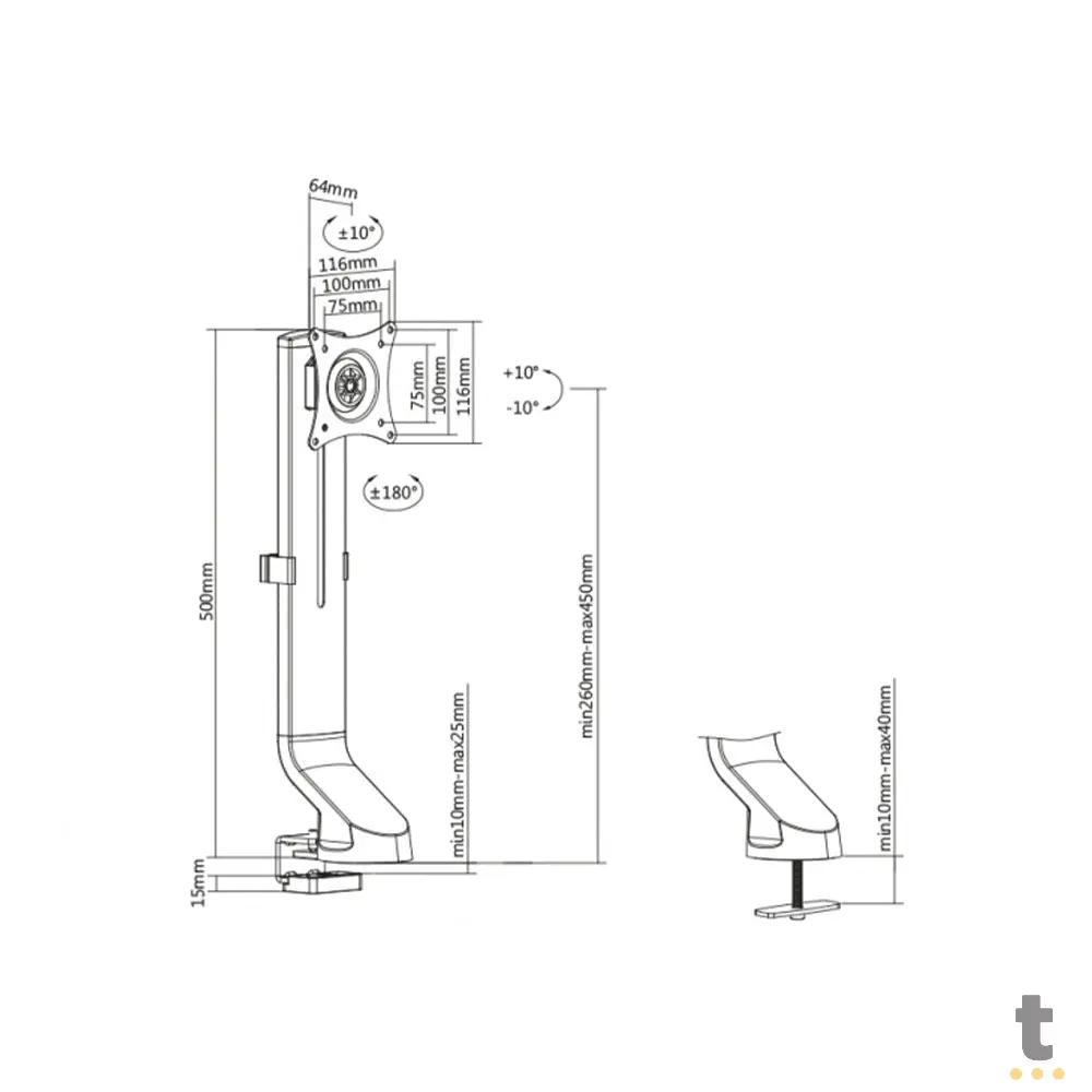 Suporte de Mesa para Monitor PCYes 17" a 32" - PLMSM01F Truedata