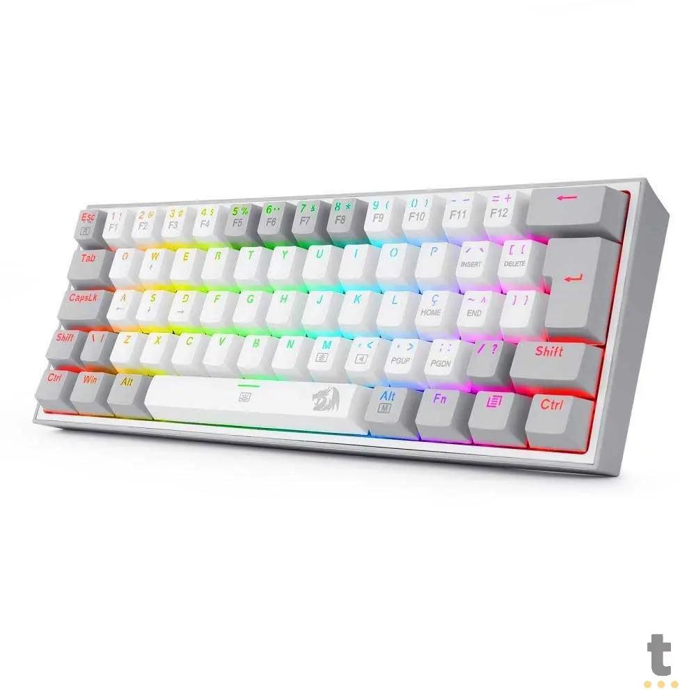 Teclado Gamer Mecanico Redragon Fizz RGB Branco Cinza Switch Azul - K617-RGB-W Truedata