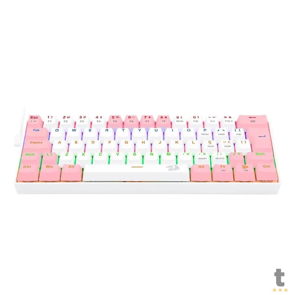 Teclado Gamer Mecânico Redragon Lakshmi RGB Branco e Rosa - K606PW-R (PT-BROWN) Truedata