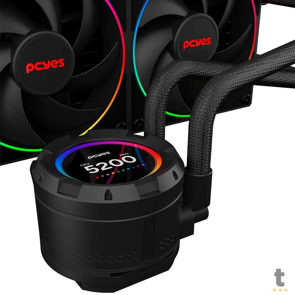 Water Cooler PCYes Vision 3 Fans 360mm Tela LCD 2,1'' (Intel/AMD) Black Vulcan - Vs360Bv Truedata